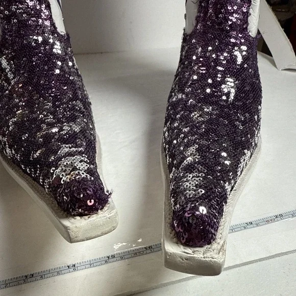 El General purple long toe sequence studded cowboy dance 15 In Long boots size 8